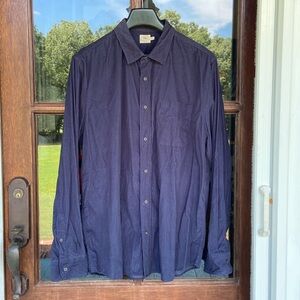 FAHERTY Navy Blue Corduroy‎ button front shirt. Size XXL